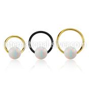 bcrt20o6 pvd plated 316l steel bcr 20g w 6mm synthetic opal ball