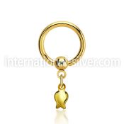 bcrtg767 gold steel ball closure ring, 14g dangling tulip 