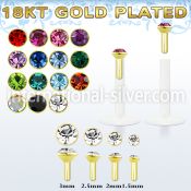 bilrg clear ptfe flexible labret colored gem