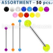 blk202 straight barbells surgical steel 316l with acrylic parts 