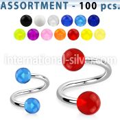 blk269 spirals twisters surgical steel 316l with acrylic parts eyebrow