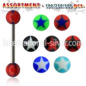 blk325 straight barbells surgical steel 316l with acrylic parts tongue