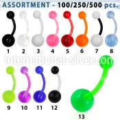 blk339 belly rings surgical steel 316l with acrylic parts belly button