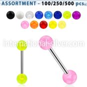 blk345 straight barbells surgical steel 316l with acrylic parts tongue