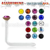 blk422 l shape nose studs acrylic body jewelry nose