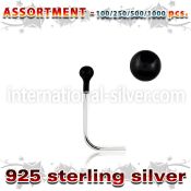 blk460 l shape nose studs silver 925 nose