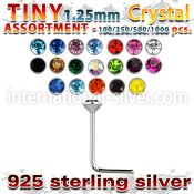 blk532 l shape nose studs silver 925 nose