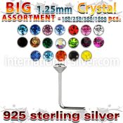 blk535 l shape nose studs silver 925 nose