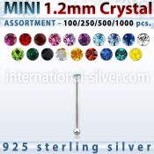 blk663 wholesale silver nose bone bulk w mini 1.2mm crystal top