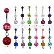 bndpr9 belly rings surgical steel 316l with acrylic parts belly button