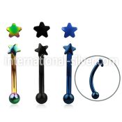 bnetsr anodize 316l steel eyebrow banana with crystal star top
