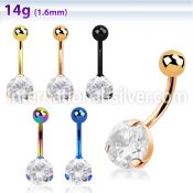 bnrdz8t pvd plating steel casting belly button ring 14g ball