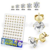 brestzr3 gold pvd plating steel ear studs 2mm 6mm cz 36