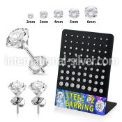 breszr3 steel ear studs prong setting 2mm 6mm cz 36