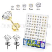 breszr4 gold pvd plating over steel ear studs 2mm 6mm cz 36
