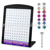 brnbmm10 sterling silver nose bones round gem tops