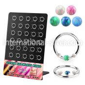 brnhm53 board w silver seamless septum ring w a prong sent opals