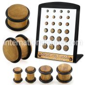 brpg219 teak wood ear plugs double rubber o rings 24pcs