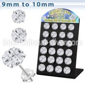 brsv9g silver ear stud w 9 10mm round prong cz stone