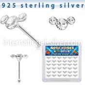 bxcuac36 silver nose bones 22g clear gems curved 36