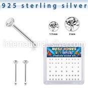 bxnbmc8 silver nose bones 22g clear gems 52