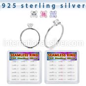 bxnhmx4 silver seamless nose ring hoop 22g square color 18