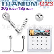 bxunl4 titanium l shaped nose studs 20g 18g 2mm ball 16pcs