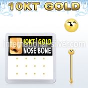 dginb5 10kt gold nose bone with 1.5mm ball shaped top