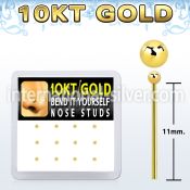 dgiys5 box w 12 10kt gold bend it nose studs w 1.5mm ball tops