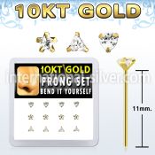 dgiys7 box w 10kt gold nose bend it cz nose stud in mixed shape