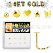 dgsc16 box w 14kt gold nose screw w 3mm cz stones in mix shape