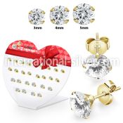 dhestzr1 gold pvd plating steel ear studs 3mm 5mm 13