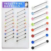 dind13 straight barbells surgical steel 316l with acrylic parts 