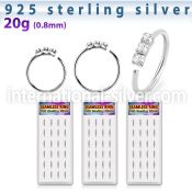 dnsm265 925 silver seamless nose rings 1.5mm prong set clear crystals