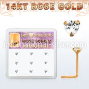 drsc18 l shape nose studs gold nose