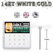dwys7 box w 14kt white gold bend it nose studs w 1.5mm czs