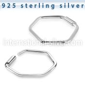 endh silver endless nose ring hoop hexagon shape design
