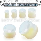 fgsa opalite moonstone double flare ear plug faceted cut