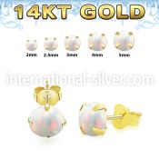 gerpop 1pair 14karat gold ear studs cabochon synthetic opals