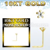 giszsm1 10kt gold nose screw, w 3mm star cz stone