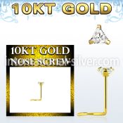 gisztm1 10kt gold nose screw, w 3mm triangle cz stone