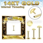 glbrdi 14 karat gold labret stud 16g round top internal