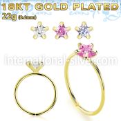 gpzsm22 18 karat plated silver seamless nose ring 22g star