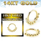 gspv18 14 karat gold seamless nose hoop 18g chain balls