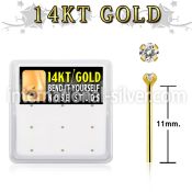 gys2x box 14kt gold bend it nose studs 20g w 1.5mm clear cz 