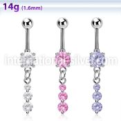 mcdz418 steel belly banana w dangling triple cz chains