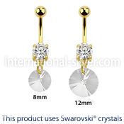 mdk718 anodized plating steel belly barbell swarovski gem