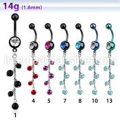mdkdpr7 belly rings anodized surgical steel 316l belly button