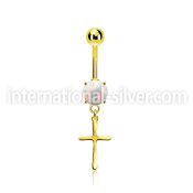 mgocrs gold steel belly banana w opal  plain simple cross