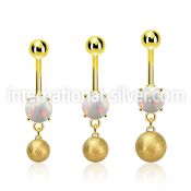 mgofot gold steel belly banana w opal  8mm frosted ball